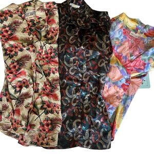 Vintage Womens Button Up Bundle Size Medium Funky Prints Hawaiian Floral Resort